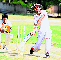 An inter-college cricket match in progress at the Police Public School grounds in Bathinda on Sunday