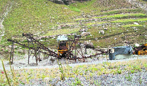 A defunct stone crusher in Lahaul.