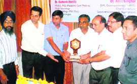 Members of the All-India Integrated Medical Association (AIIMA) during a monthly meeting in Jalandhar on Sunday.
