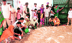Devotees pay obeisance at the Guga Mari shrine at Chhapar village on Sunday