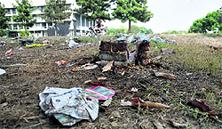 Two days after Kisan Mela, garbage lies at the PAU on Sunday