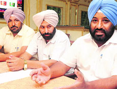 Parents of the players address mediapersons at a local hotel in Sector 35, Chandigarh. 