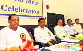 Disaster Management Minister Yashpal Arya (extreme left) at the annual general meeting of the Uttarakhand Engineers Federation in Dehradun on Sunday