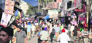 A congested street at Chaura Bazar