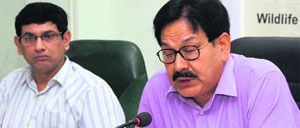 Uttarakhand Principal Chief Conservator of Forests Dr RBS Rawat at a training programme in Dehradun on Tuesday. 