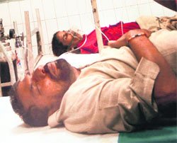 Sub-Inspector Subhash Chander, Additional SHO of the Basti Bawa Khel police station, admitted to the Civil Hospital in Jalandhar on Tuesday.