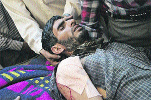 The civilian injured in Pakistani firing in a hospital in Rajouri on Tuesday. 