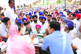 Member of Parliament from Bathinda Harsimrat Kaur Badal addressing a public meeting in the district on Wednesday