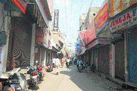 A textile market observes a bandh in Panipat on Wednesday