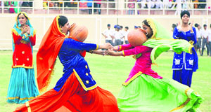 A cultural programme being held in the Guru Gobind Singh Stadium in Jalandhar. 