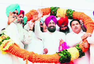 Pradesh Congress chief PS Bajwa at a party rally at Khadoor Sahib on Wednesday.