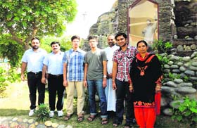 Bringing laurels to school: Rahul, Sahil and Nikhil, students of St Xaviers Senior Secondary School, with their teachers in Bathinda. They have cleared the National Talent Search Examination