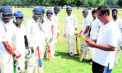 Cricket trials for the Panjab University cricket team in progress on the PU ground in Chandigarh on Thursday