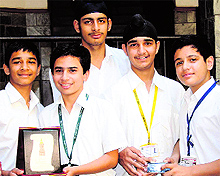 Students of Saupins School, Sector 32, on their return from Pakistan in Chandigarh on Thursday