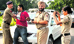 The drunk car driver who created a ruckus on the dividing road of Sectors 3 and 4 in Chandigarh on Thursday