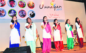 Freshers of Dev Sanskriti University perform at a cultural festival in Haridwar on Thursday. 