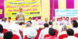 Dr MS Arya, Deputy Chief Seed Certification Officer, during a training camp for farmers in Amin village. Photo: DR Vij 