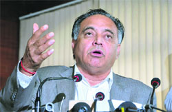 Transport Minister GS Bali addresses mediapersons in Shimla on Thursday.
