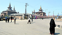 A part of downtown Srinagar, which witnessed a strike and protests in the wake of arrest of a youth