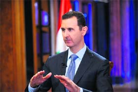 President Bashar al-Assad during an interview