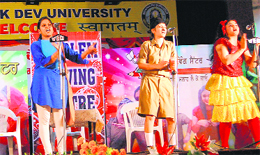 Students perform in a skit during the zonal youth festival. 