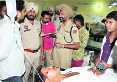 The injured student recuperates at the Civil Hospital in Bathinda on Friday. Photo: Bhupinder Dhillon