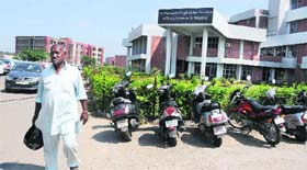 A patient returns after power disruption at Dr HS Judge Dental College, Panjab University