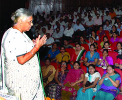 Delhi Chief Minister Sheila Dikshit addressing the teachers at a function in New Delhi on Friday. 