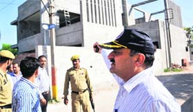 Commissioner, JMC, Kiran Wattal visits Talab Tillo area on the first day of a cleanliness drive launched in Jammu on Friday.