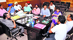 A meeting of officials regarding the collection of regularisation charges and compounding fee from illegal colonies being held in Jalandhar on Friday