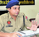 Deepak Hilori addresses a press conference after taking charge as ACP (Traffic) in Ludhiana on Friday