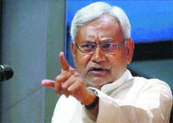 Bihar Chief Minister Nitish Kumar speaks during the 6th Annual Lecture of National Commission for Minorities in New Delhi on Friday.