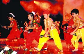 Students of Smart Wonders School, Sector 71, Mohali, perform during the annual cultural fiesta at Tagore Theatre in Chandigarh on Saturday