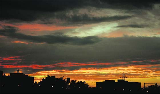 Golden lining: Sun sets amid a riot of colours on a beautiful Saturday evening in Chandigarh