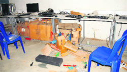 The IT room of a government school from where LCDs and computer hardware were stolen at Noorpur in Jalandhar on Saturday. Photo: Sarabjit Singh