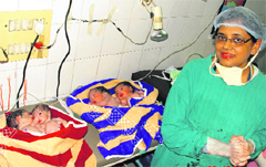 Quadruplets born to a Nurmahal-based couple at a private hospital in Jalandhar on Saturday. A Tribune Photograph