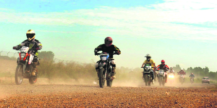 Bikers take part in an event at Sarangpur village on Sunday