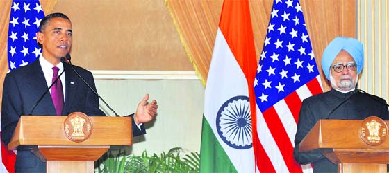 Partners in progress: US President Barack Obama and Prime Minister Manmohan Singh at a joint press conference at Hyderabad House in New Delhi, during President Obama’s visit to India in November, 2010