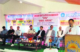 A workshop on drug abuse being held at Government Senior Secondary School in Manali on Saturday