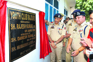 Jammu Zone IGP Rajesh Kumar inaugurates a youth club in Rajouri on Sunday.