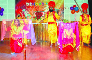 Students of the CKD Institute of Management and Technology perform at the freshers party in Amritsar on Monday. 