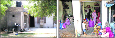 Girl victim Nidhis desolate house in Garnawathi village of Rohtak district on Monday; and (right) women mourn Dharmenders death at his house in the village.