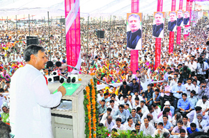 Rao Inderjit Singh at a rally in Rewari