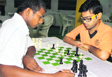 Chess players during North Zone Inter University Chess Tournament at LPU near Jalandhar on Monday.