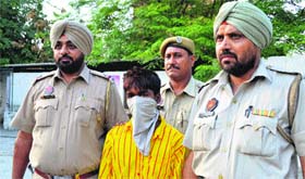 The accused in police custody in Ludhiana on Monday.