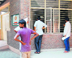 Owing to the strike, the Suvidha Centre at the Civil Surgeons office lies closed in Amritsar on Tuesday. 