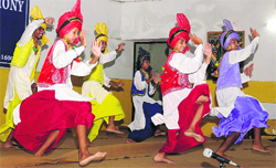 NSS volunteers perform bhangra during a prize-distribution function at Government Model Senior Secondary School, Sector 10, Chandigarh, on Tuesday. Tribune photo: Manoj Mahajan