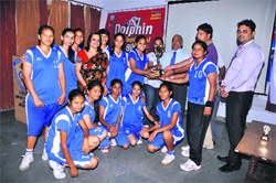The DAV College girls team that won the Inter-College Basketball Championship in Dehradun on Tuesday. 
