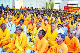 Vedic experts and scholars attend a training camp at Shantikunj in Haridwar on Wednesday