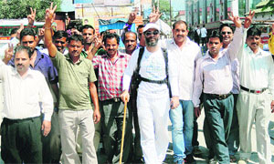 Mohammed Altaf Bhat during a peace march in Kangra on Wednesday. 